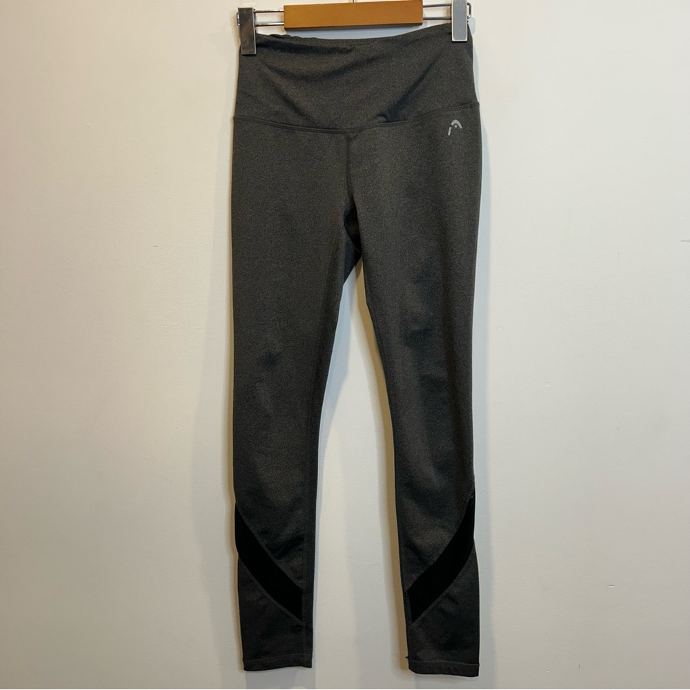 Head Mesh Detail Leggings Grey Black